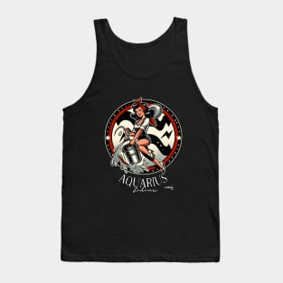 Aquarius Aura: The Water Bearer's Wit - Pin up Vintage Retro Zodiac Sign Tank Top